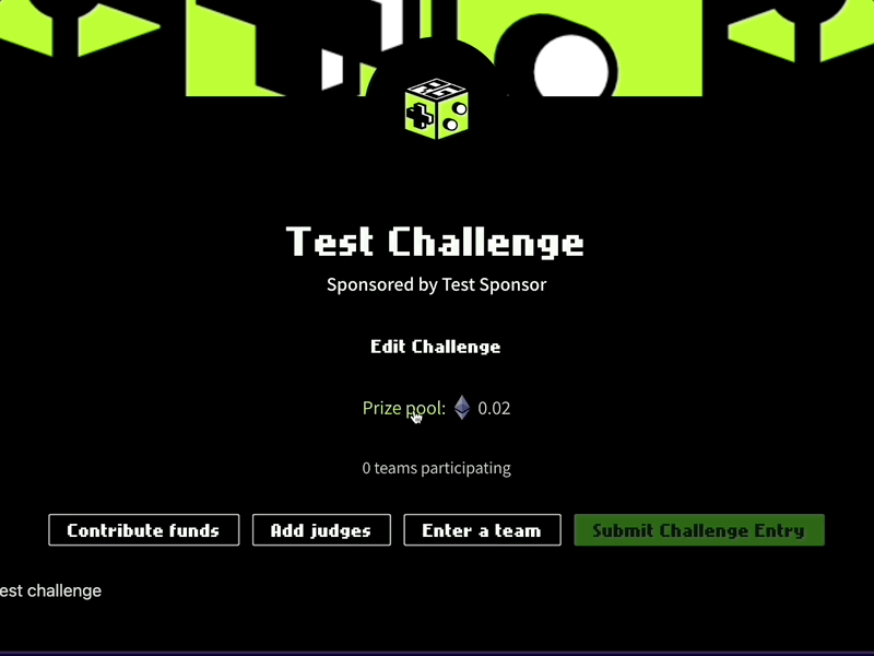 Challenge prize pool displays funds in escrow wallet.